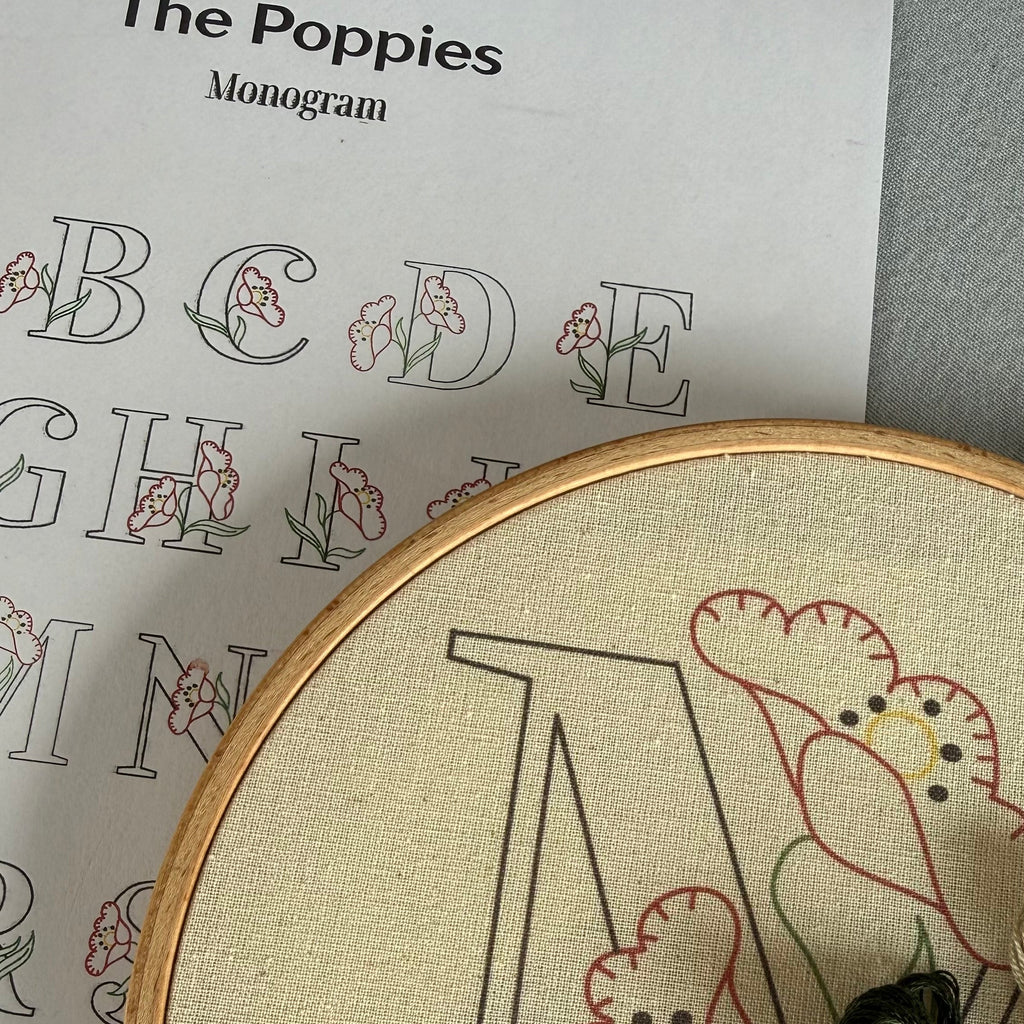 Le patron de broderie numérique PDF Monogramme Coquelicots