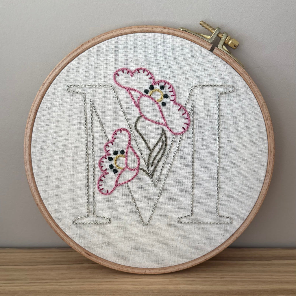 Le patron de broderie numérique PDF Monogramme Coquelicots